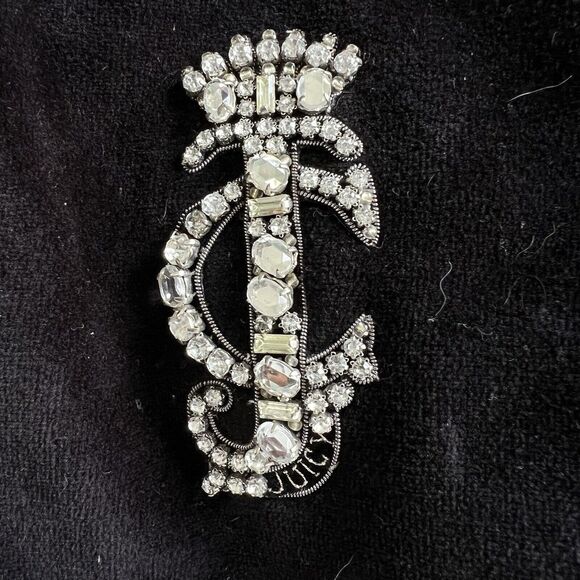 Vintage Juicy Couture Handbag Y2K Black Velour Shoulder Bag Big Rhinestones Bow - Picture 2 of 16